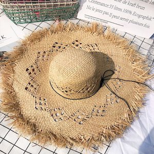 Traveler Hats: Women Summer Natural Raffia Straw Hat Girl Fashion Ribbon Floppy Travel Hat