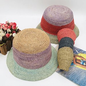 Natural Raffia Handmade Crochet Women's Foldable Bowler Hat