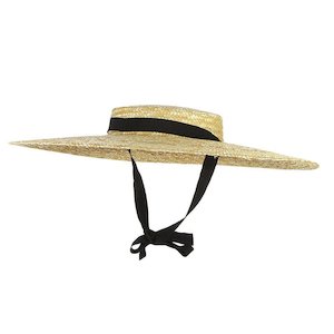 Straw Hats: Flat Top Big Brim Straw Hat