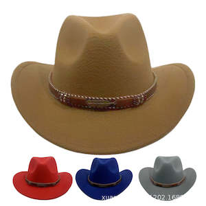 Cowboy Hats: Curling Cowboy Hat Men's And Women's Leaf Belt Fur Felt Hat