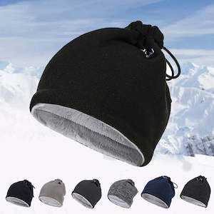 Beanies: Outdoor Plush Thermal Beanie – Windproof Wool Hat with Neck Cover for Cold Weather