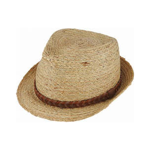 Premium Trilby Hats: Raffia Trilby Hat with Braided Leather Band