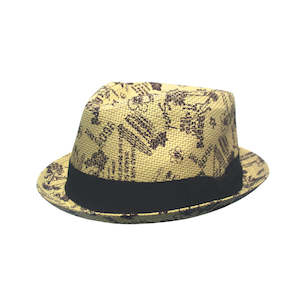 Premium Trilby Hats: Printed Paper Trilby Hat with Petersham Band