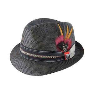 Premium Trilby Hats: Poly Braid Trilby Hat with Grosgrain Band and Feather Detail