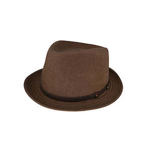 Premium Trilby Hats: Drew Linen Teardrop Trilby Hat with Gutter Brim