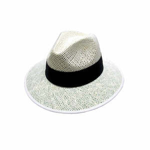 Desmond White Openweave Panama Bowls Hat with Cotton Under-Brim and Puggaree Band
