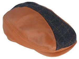 Premium Hats: Goat Hide and Wool Blend Dress Cap – Check Panel Winter Flat Cap