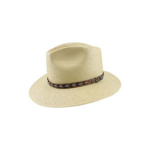 Kane Toyo Fedora Hat with Leather Stitched Band and Signature Pin