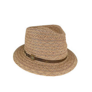 Hensley Deluxe Raffia Fedora Hat with Inner Braid and Leather Band