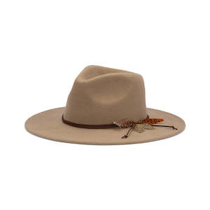 Premium Fedora Hats: Clover Wide Brim Fedora Hat in Australian Wool with Feather Accent