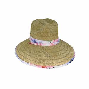 Lyndale Women’s Rush Straw Surf Hat with Wide Brim and Chin Tie
