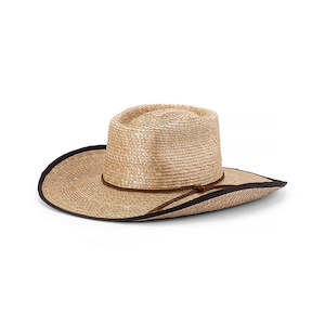Premium Straw Hats: Billabong Bound Palm Straw Camp Drafter Hat with Bound Edge Brim and Suede Trim