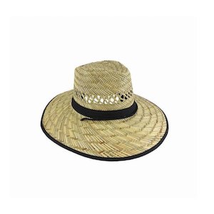 Bailey Cotton Trim Harvester Hat with Chin Tie and Toggle – Natural Straw Sun Hat