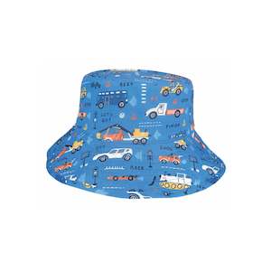 Premium Bucket Hats: Andy Reversible Cotton Bucket Hat with Automobile Print – Toddler