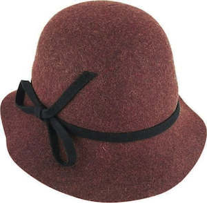 Premium Felt Hats: Alice – Wool Felt Cloche Hat with Bow Trim by Maddison Avenue