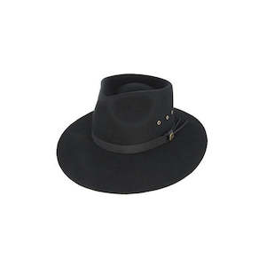 Premium Felt Hats: Clancy Water Repellent Wool Felt Aussie Hat with Leather Band and Tails