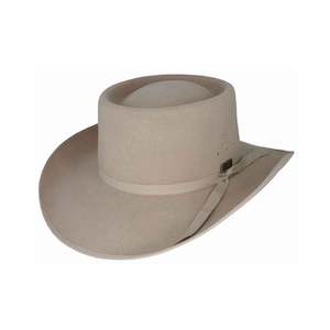 Carlos Wool Felt Western Gambler Hat with 8cm Bound Brim and Ribbon Band