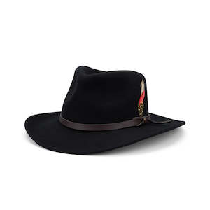 Crushable Water Repellent Australian Wool Felt Outback Hat with Faux Leather Band