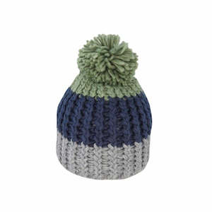 Premium Beanie: Chunky Stripe Acrylic Knit Beanie with Pom – Winter Hat