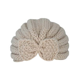 Avenel Peaches Infant Knit Turban Beanie with Bow – Acrylic Pull-On Hat
