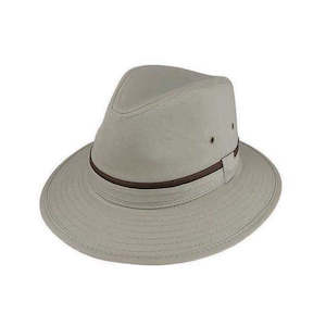 Men’s Cotton Safari Hat with Mid Brim and Self Trim – Waxed Finish, All-Season Wear