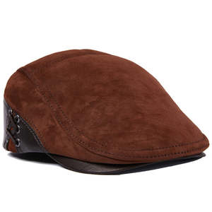 Men’s Leather Cowhide Beret – Classic Vintage Flat Cap