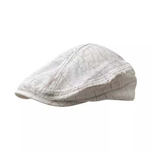 Munich White Plaid Cotton Flat Cap - Classic Plaid Cotton Flat Cap For Everyday Style