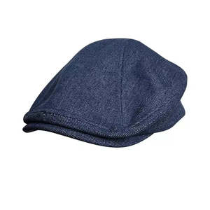 Flat Caps: Munich Navy Blue Cotton Flat Cap - Timeless Navy Cotton Flat Cap For Casual Looks