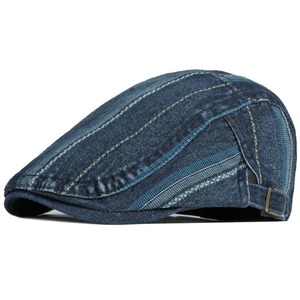 Flat Caps: Shandley Painter Denim Flat Cap - Classic Flat Cap Style In Durable Denim For Casual Looks