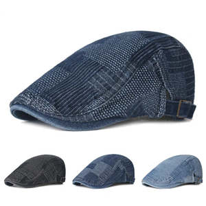 J&L Patchwork Denim Flat Cap - Casual Patchwork Denim Look With Timeless Versatility