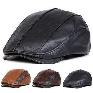 Georgetown Leather Scales Flat Cap - Vegan Leather Flat Cap With Scales Pattern Detail