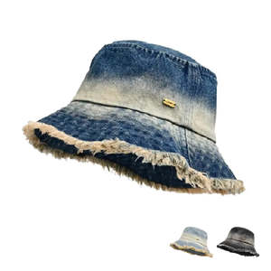 Bucket Hats: Brookland Faded Denim Bucket Hat - Casual Denim Accessory