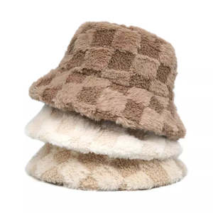 Vintage Plaid Fur Bucket Hat - Retro Plaid Fur Design With Classic Bucket Silhouette