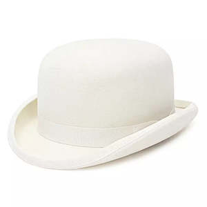 Derby White Scottish Wool Bowler Hat With Breathable Cotton Sweatband