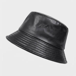 Bucket Hats: Leather Bucket Hat With Timeless Refined Look Subtle Finish - Urban Caps