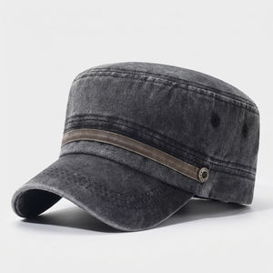 Washed Military Cap With Structured Silhouette Design - Urban Caps