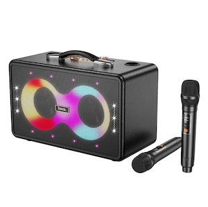 Gaming and Fun: Hoco HA8 40W Bluetooth Speaker with 2 Wireless Microphones, RGB Light
