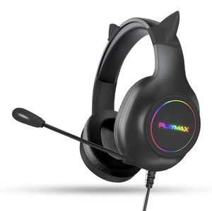 Gaming and Fun: Playmax RGB Cat Ear Headset – Black
