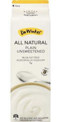 Milk: De Winkel All Natural Plain Unsweetened Yoghurt 1kg