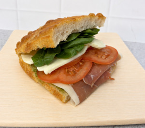 Prosciutto + mozzarella focaccia