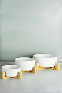 Plant Pot: Ari Ceramic Pot with Bamboo Stand - White