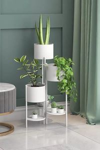 Plant Stands Shelves: Annika 6 Tier Metal Plant Stand - White