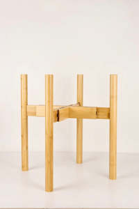 Plant Stands Shelves: Adjustable Bamboo Plant Stand - Natural