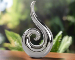 Outdoor Decor: Ceramic Koru Silver - 31CM