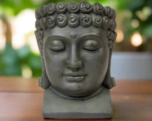Buddha Statues: Outdoor Buddha Head Planter 30cm