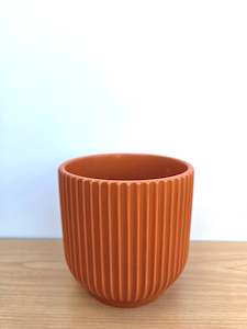 Maya Ribbed Ceramic Pot 14CM - Terracotta