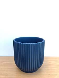 Pots: Maya Ribbed Ceramic Pot 14CM - Petrol Blue