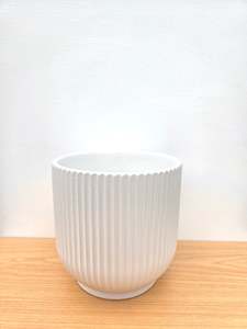 Maya Ribbed Ceramic Pot 14CM - White