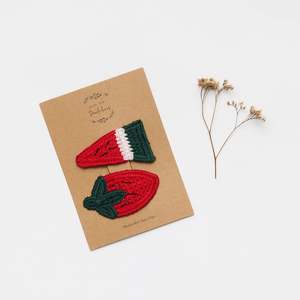 Over The Dandelions Hair Clips - Watermelon & Strawberry