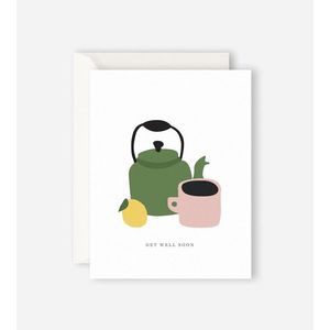 Cards: Father Rabbit Stationery - Get Well Soon Teapot
